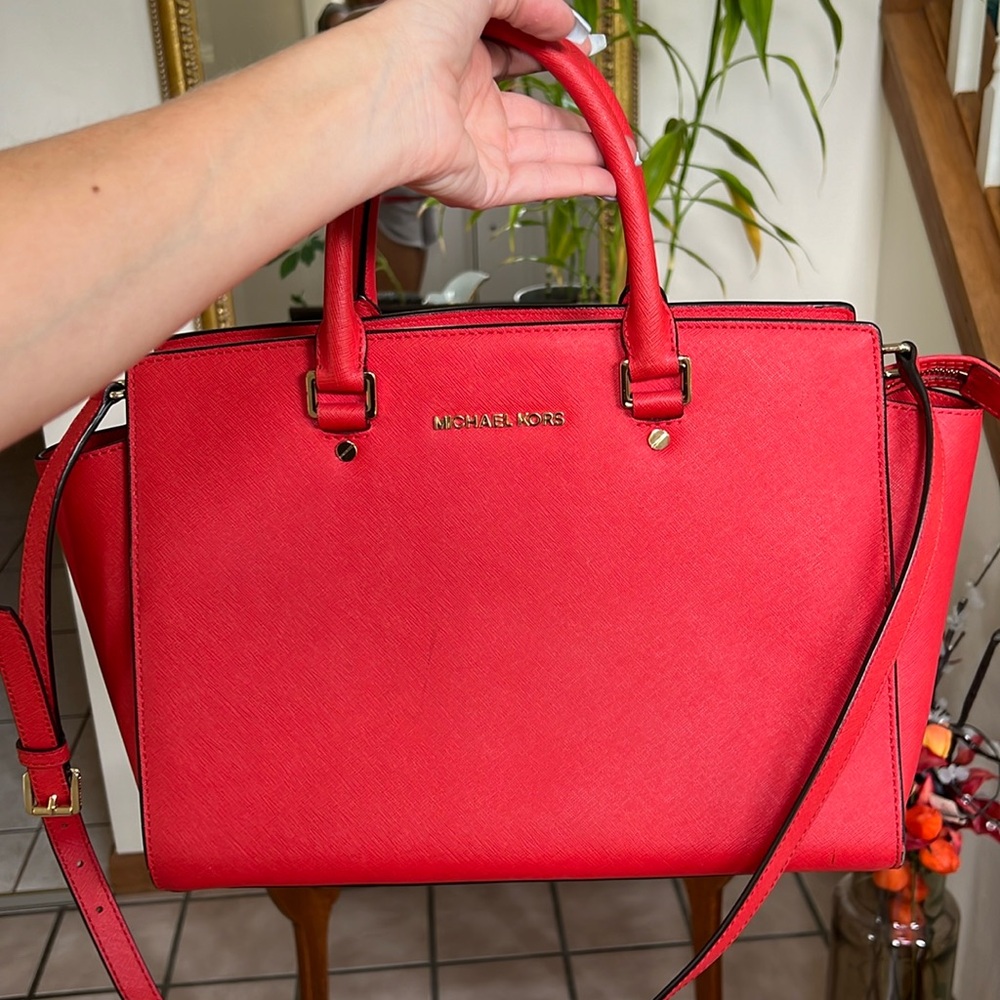 Large red leather Michael Kors Purse